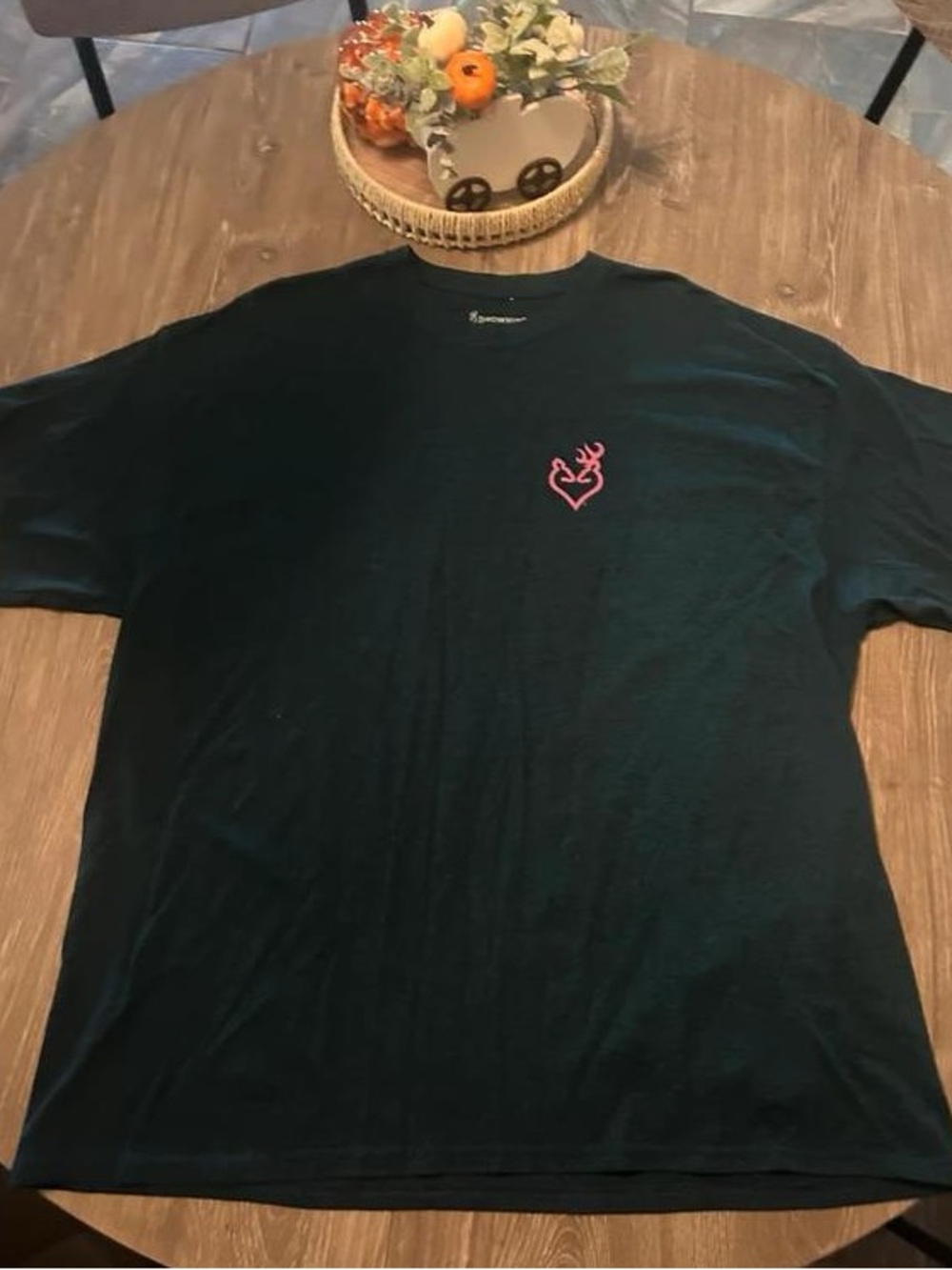 ⚓️Black Short Sleeve Tee with Pink Heart-Deer Logo